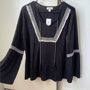 Embroidered Fringe Peasant Blouse